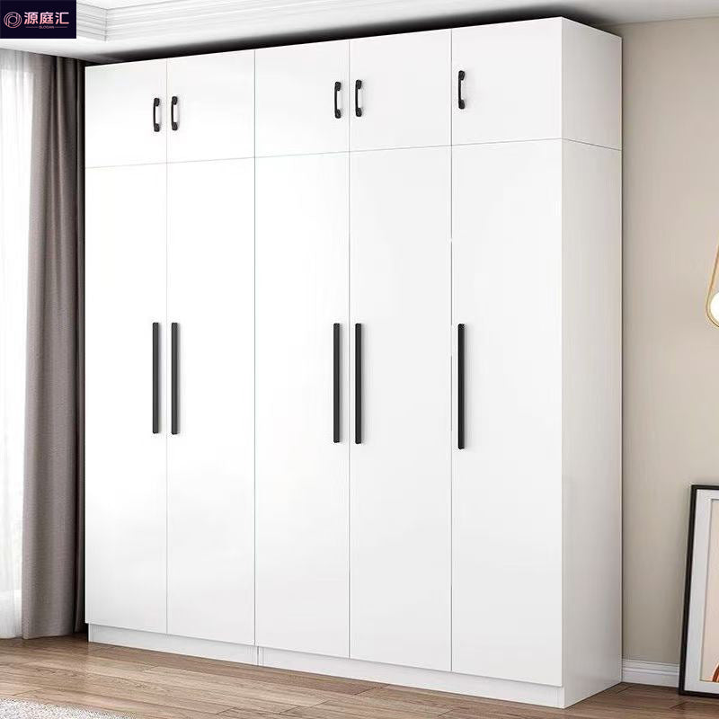 Solid wood wardrobe for home bedroom, kids' storage, double door cabinet, budget-friendly rental apartment, creative large closet