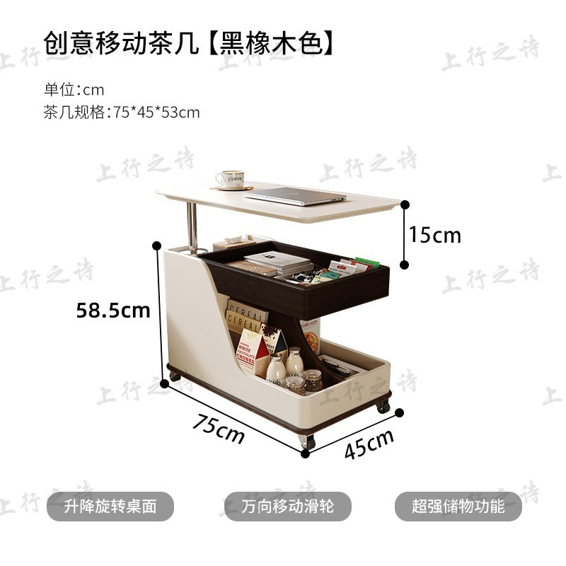 Popular movable coffee table casual small apartment modern light luxury sofa living room adjustable for home trolley side table slate