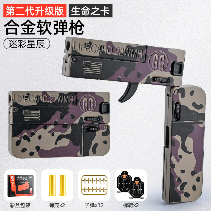 New life card ii adult trendy foldable all-alloy card gun toy - soft bullet gun for boys