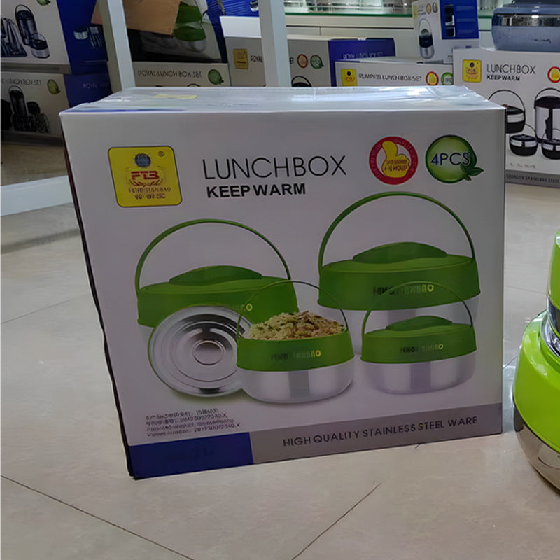 Customized export-grade insulated food carrier set - 3-piece stainless steel (201 grade) thermal food container with insulated lunch box for outdoor use