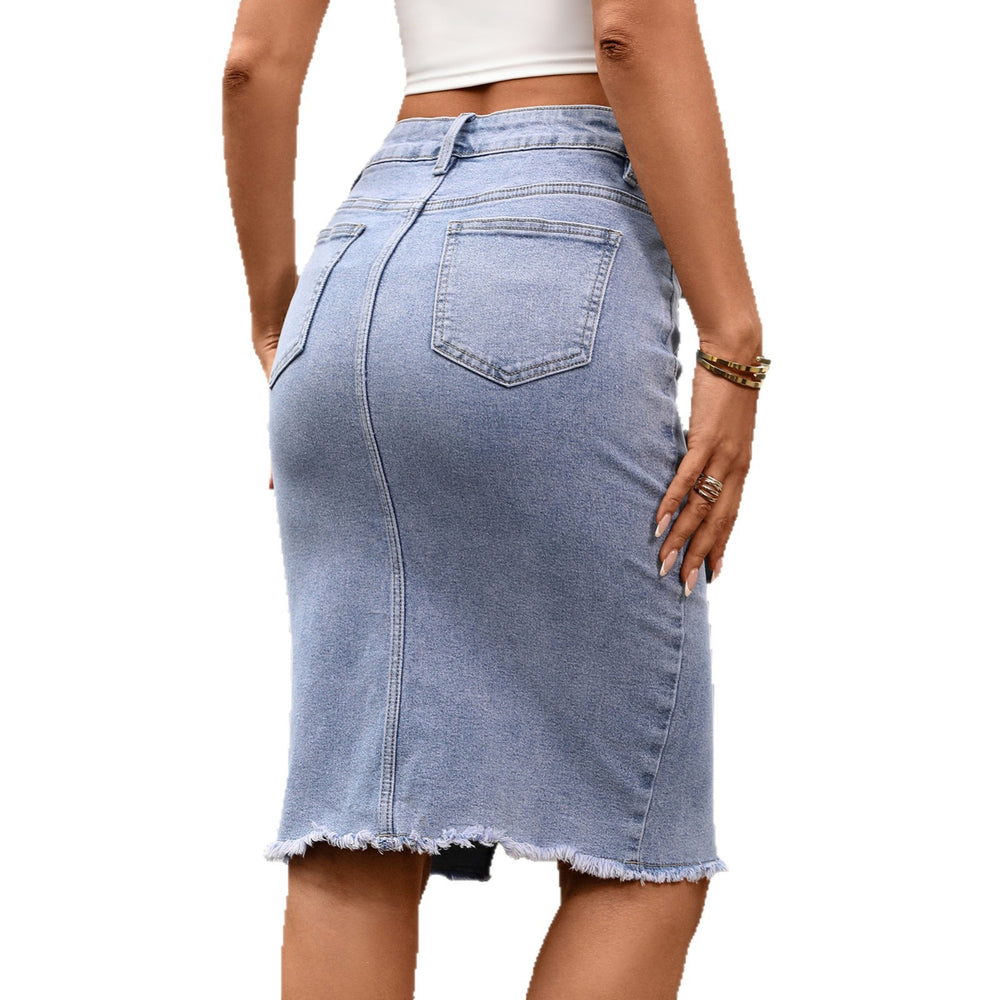 fashion spring/summer new arrivals:  elastic denim skirt, slimming fishtail midi skirt for women