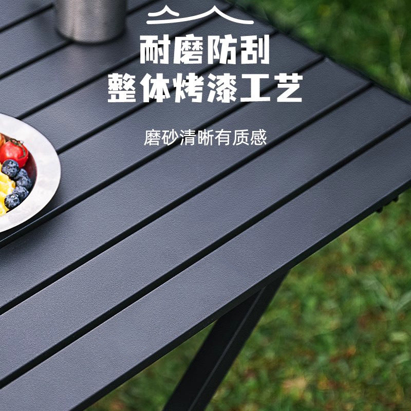 Outdoor foldable egg roll table camping style carbon steel lightweight table picnic equipment supplies table and chair set foldable