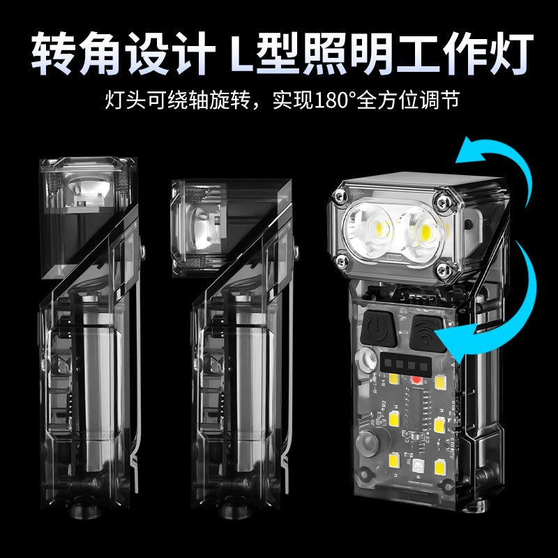 Cross-border new keychain light Type-C charging lamp head Rotatable induction headlight Multi-function LED flashlight