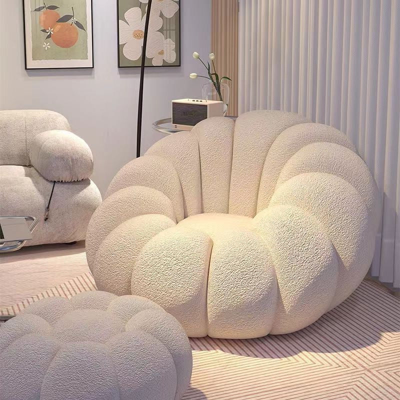 Lazy sofa can lie down and lie down pumpkin cream bedroom balcony single small sofa casualplaid tatami seat