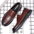 Casual leather shoes for men spring live broadcast british business formal wear hand-grabbed pattern soft leather soft bottom slip-on men's leather shoes