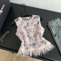 French heavy industry mesh stereo flower patchwork camisole women's summersense of designniche style sleeveless eleganttops
