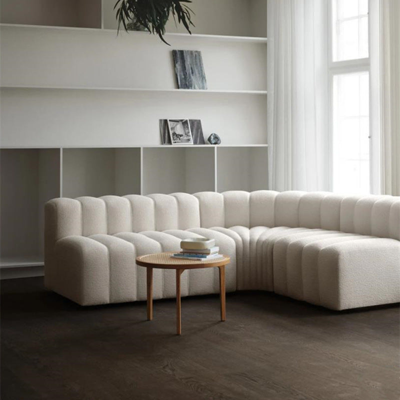 Nordic modern modular fabric living room sofa italian minimalist light luxury piano key creative lambswool sofa set