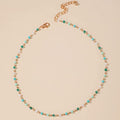 European and american cross-border hot-selling jewelry: minimalist, fresh, green beaded square & round bead necklace - fashion jewelry choker - geometric design