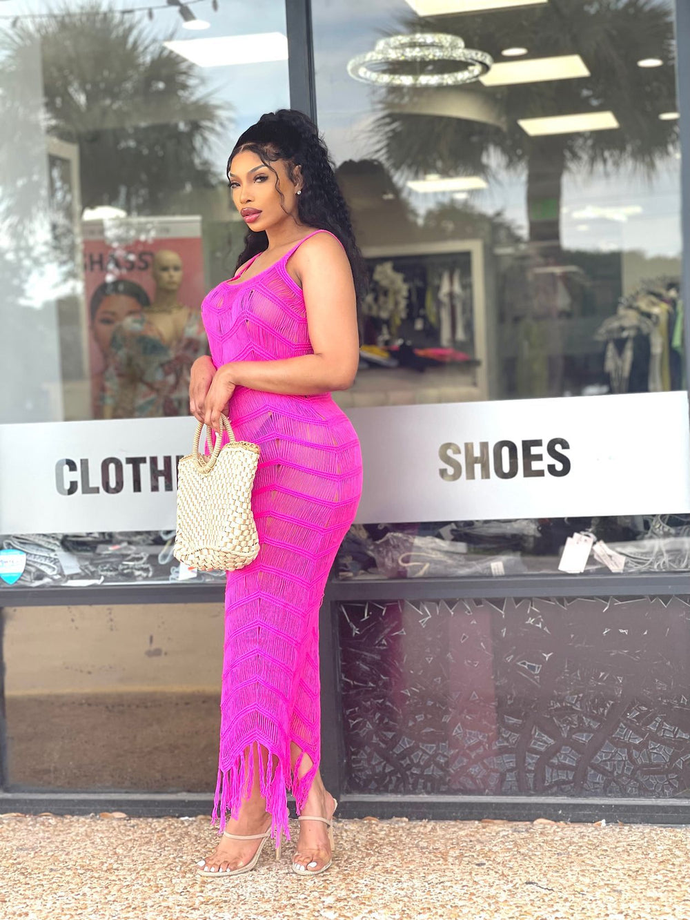 summer new women's long dress sexy knit cami tassel beach dress -  bestseller