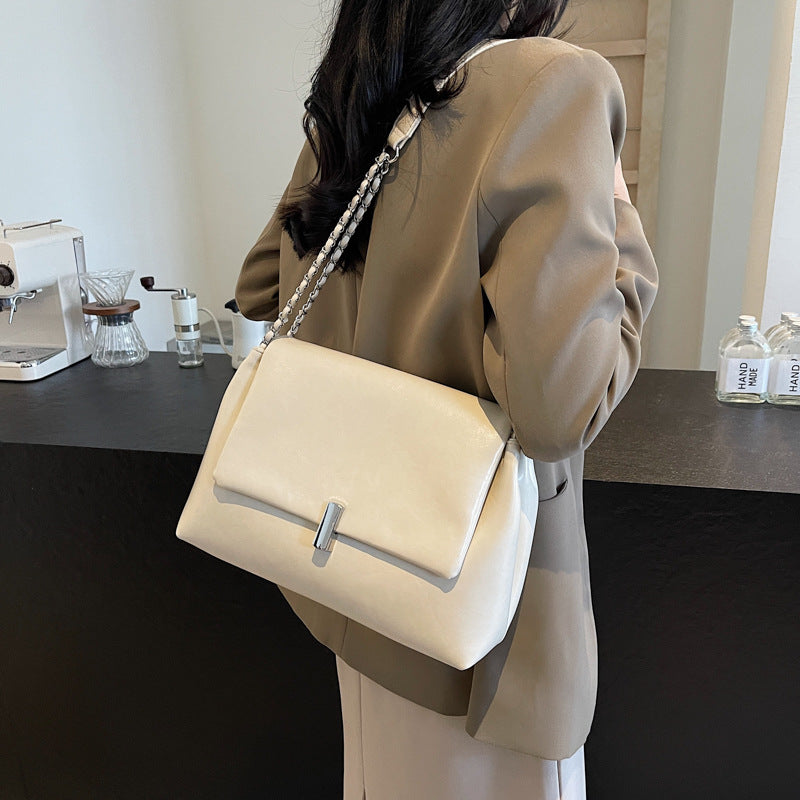 European and American retro simple underarm bag 2025 autumn new fashion textured chain shoulder bag foreign style messenger bag women