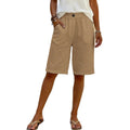 european and american  new women's faux cotton linen shorts - summer casual everyday mid-rise solid color shorts
