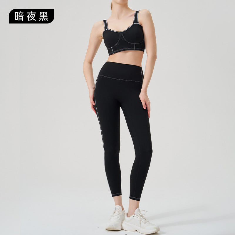 fashion yoga wear classy sense of movement pure color high elastic tight height strength sports suit fitness wear for women