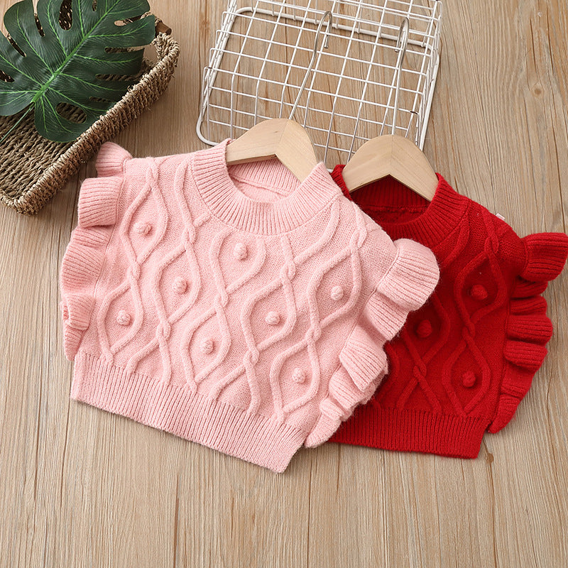 Girls' knitted vest sweater - autumn  collection - soft pullover vest for little girls (ages 1-6)