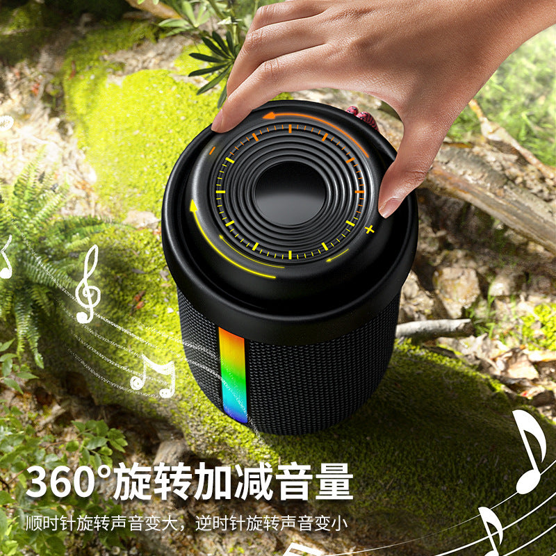 New wireless bluetooth speaker with rgb lighting, portable waterproof mini speaker, ambient light, rotating design, and enhanced volume