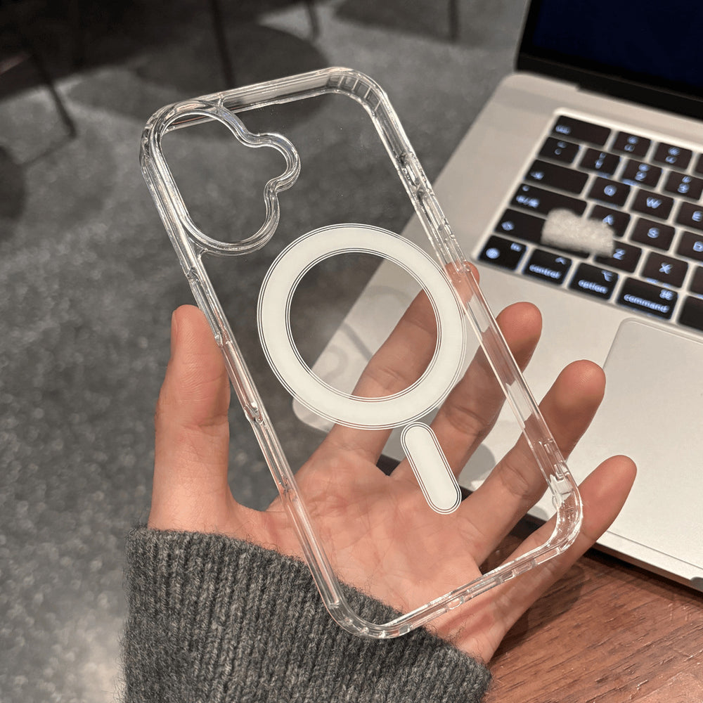 Suitable for iphone16promax transparent magnetic phone case apple 15 official simple protective case 14pc hard case