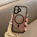 Black knight magnetic frosted semi-transparent skin-feel iphone 17 pro max case, iphone 16 drop-proof hard protective cover