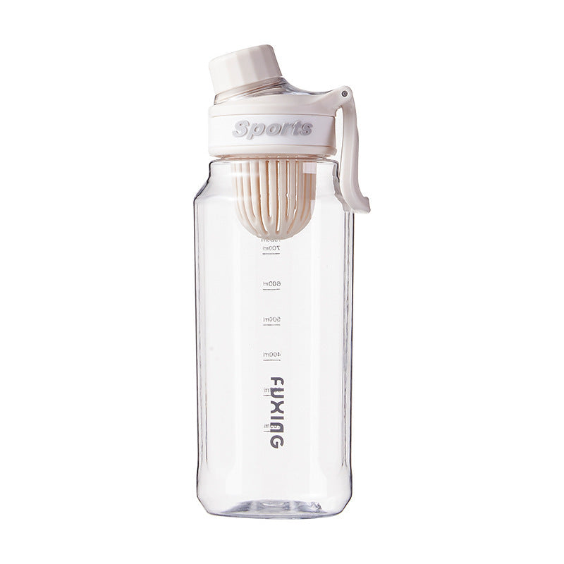 minimalist sports water bottle - portable outdoor water bottle for men and women, high-value fitness tumbler with tea infuser, plastic cup