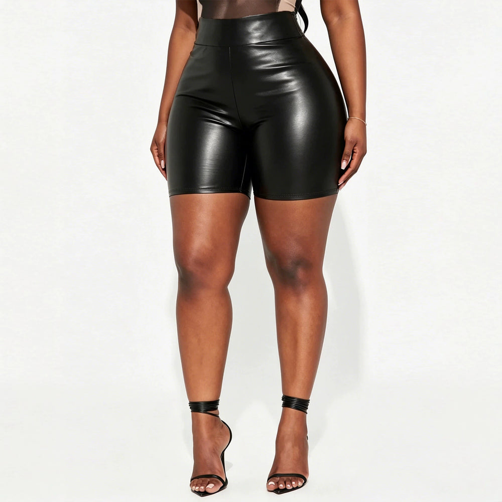 Fashionplus sizepu leather shorts for women 4-point pants hot style sexy cross-border independent station nightclub women's hot pants ins style