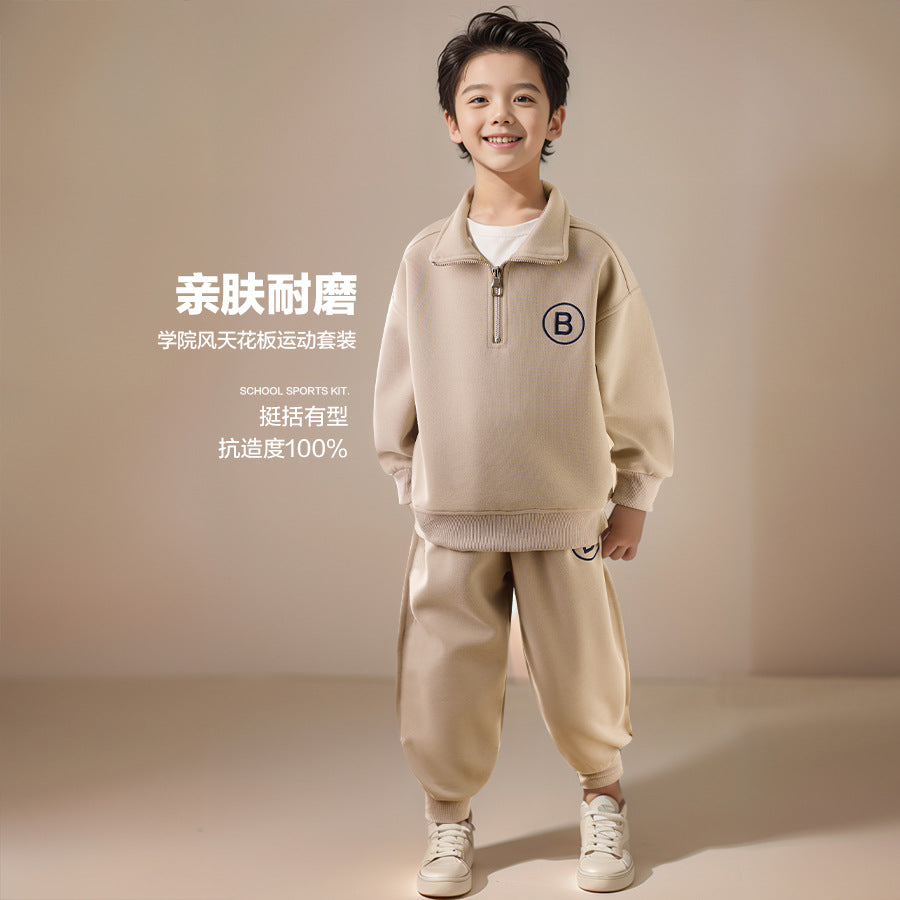 Boys' spring fashionable sweatshirt set,  new trendy kids' spring two-piece outfit, spring and autumn style, handsome big kids' clothing