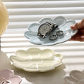 Ins creative floral desktop jewelry organizer ceramic tray - unique embossed entryway display & storage ornament