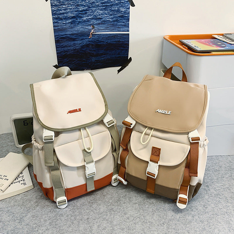 New college style cute girl backpack casual large capacity backpack fashion contrasting color middle school student schoolbag backpack