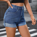 European and american cross-border e-commerce  independent website  summer new washed mid-waist rolled hem denim shorts for women