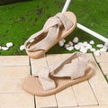 Wholesale women's plus size  new fabric southeast asian straw woven lightweight flat cross-strap sandals for export