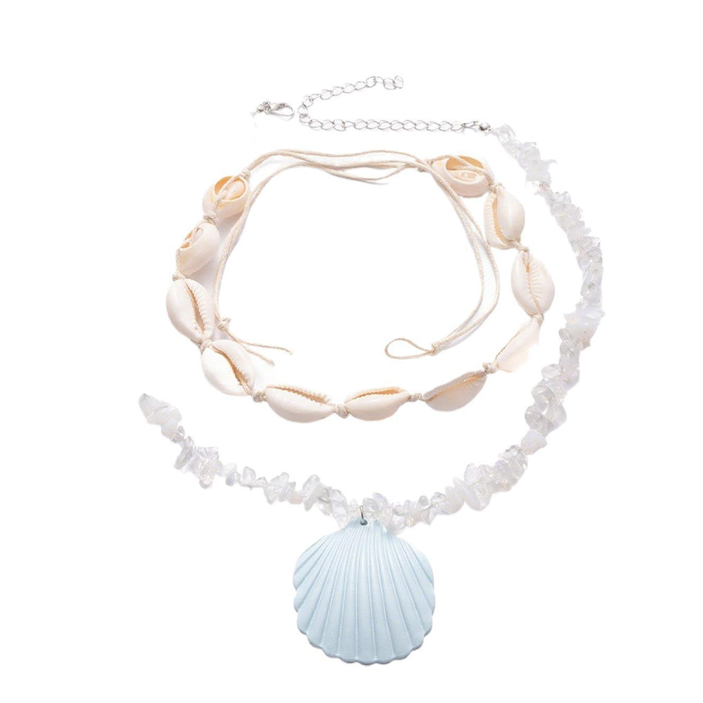 Multi-layered beach necklace wholesale european and american cross-border vacation style blue shell niche high-end clavicle chain for women
