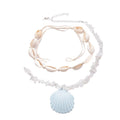 Multi-layered beach necklace wholesale european and american cross-border vacation style blue shell niche high-end clavicle chain for women