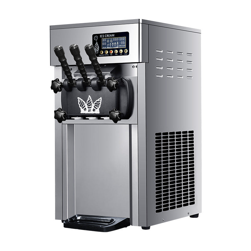 Ice cream machine commercial desktop small three-color soft ice cream machine movable battery ice cream cone machine zhimei manufacturer
