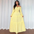 new spring european and american style elegant bubble sleeve long sleeve dress
