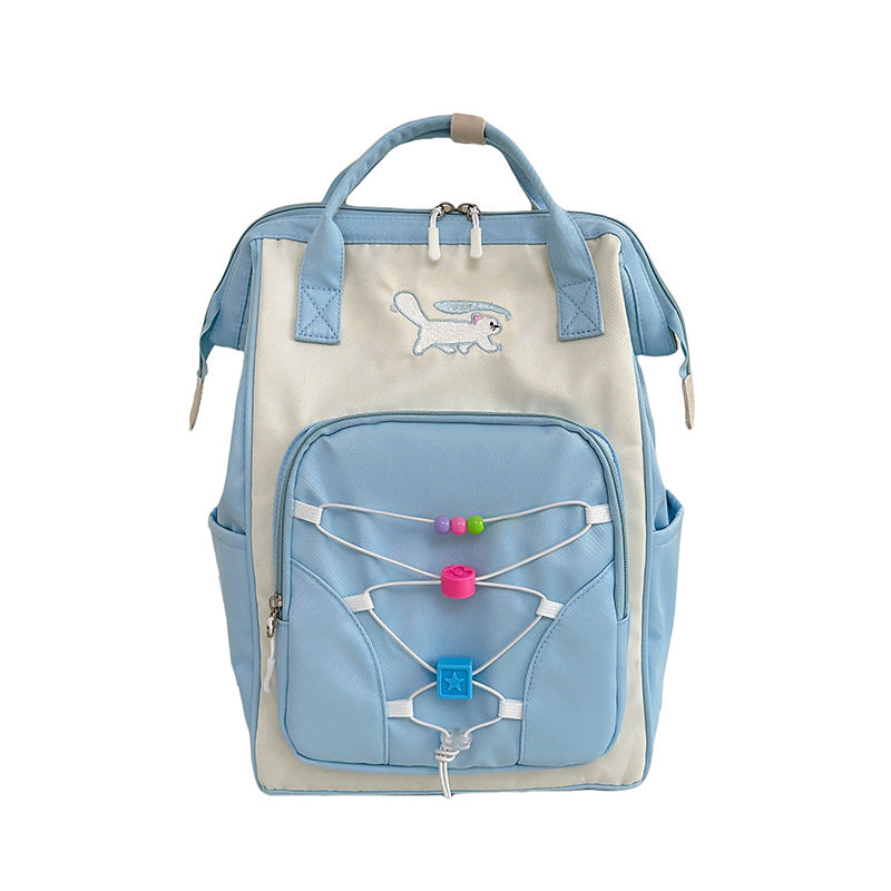 School bag female Korean version college student junior high school student large capacity trend backpack ins Harajuku contrasting color simple backpack