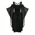 new arrival gothic style large swing sleeves asymmetricalpatchwork halloween witch suspender strap large swing dress