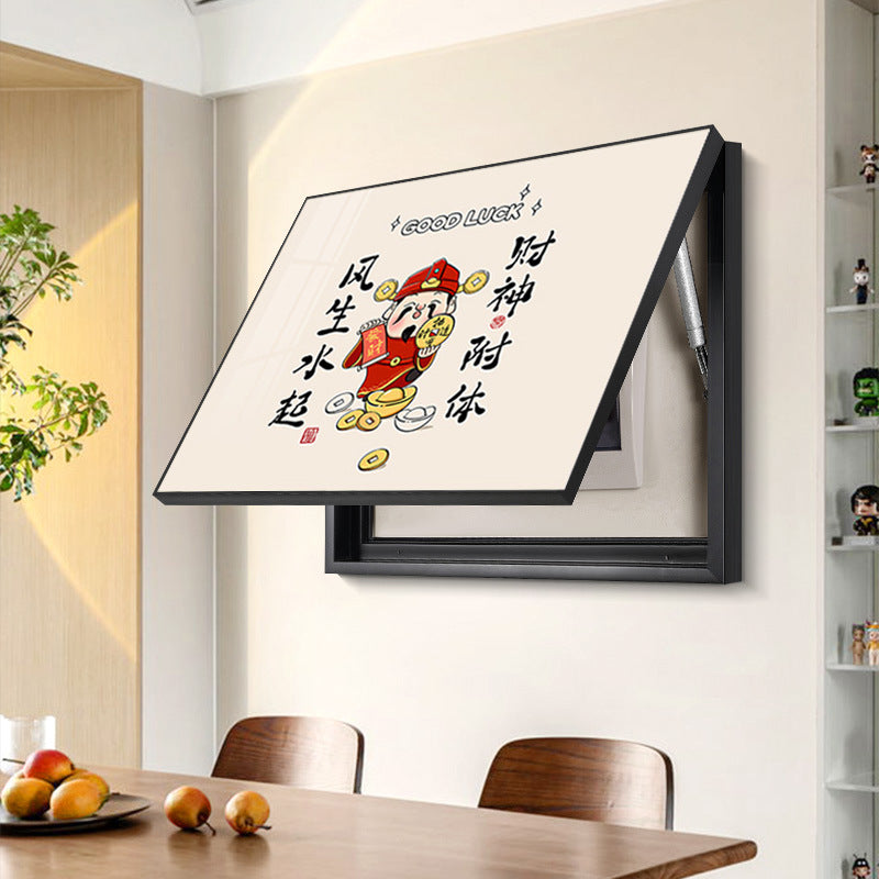 Nordic meter box decorative painting, no punching distribution box, electric switch box shielding hanging God of Wealth switch box, meter box mural