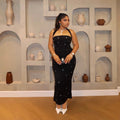 fashionnew arrivalelegant one-line collar halterdress hot diamond high slit hip-covering hot diamond beaded dress