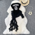 American hot girl one shoulder letter printing tube top women's summer new style waist slimming lookruffles ribbon tops
