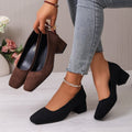 Export spring & fallnew arrival high heel thick heel square toe fashionflats women's k-style one-leg plus sizeexportfashion women's shoes