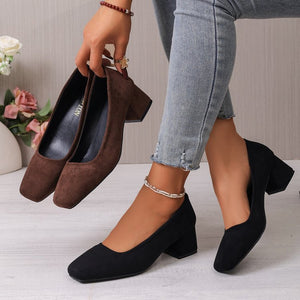 Export spring & fallnew arrival high heel thick heel square toe fashionflats women's k-style one-leg plus sizeexportfashion women's shoes