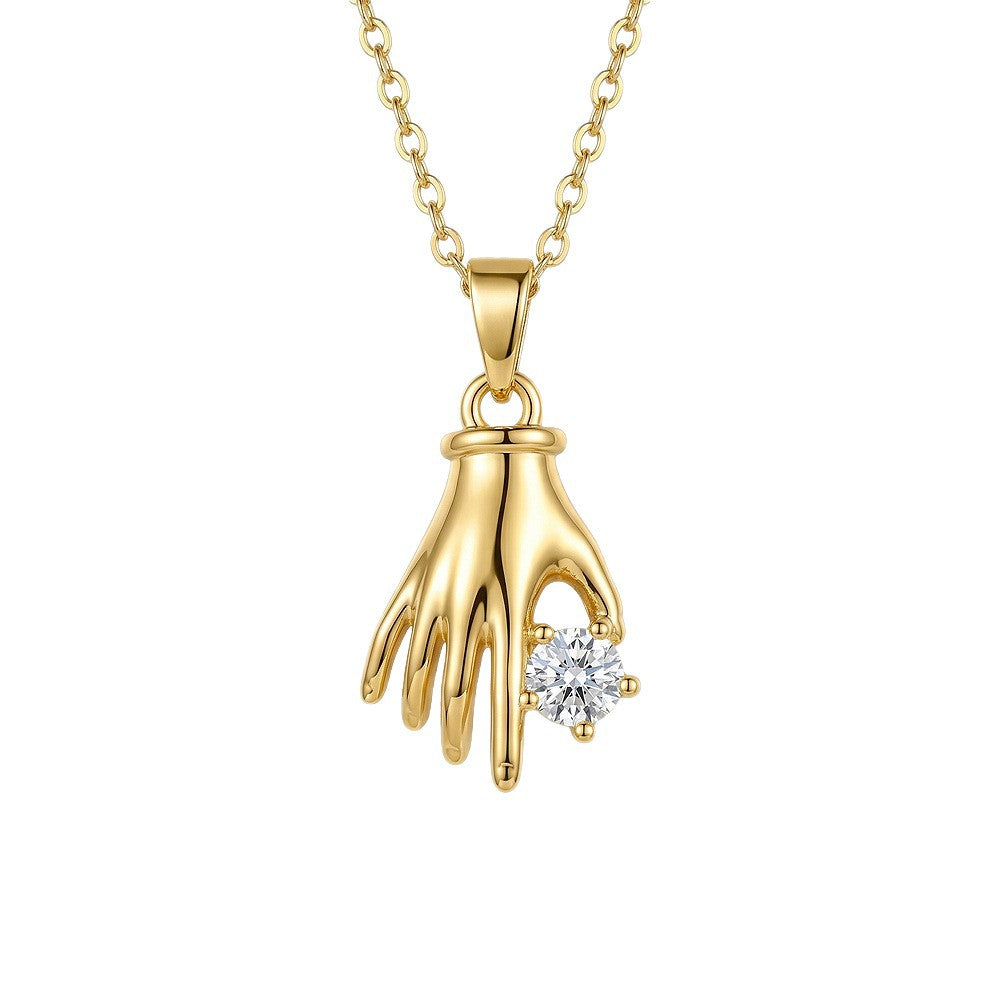European and american hot-selling, unique & stylish copper-inlaid zircon necklace for women - lightweight luxury, niche design, versatile, tarnish-resistant titanium steel clavicle chain jewelry