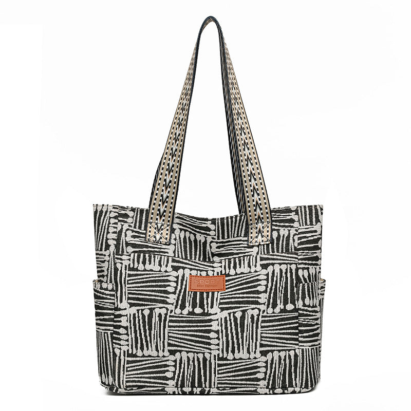 Niche styleeasiest for matchcasualstripes bag for women 2025new arrivalretrofashion large capacity shoulder bag work clothingtote bag