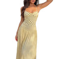 summer new women's fashion: cross-border european and american sexy halter polka dot ruched waist maxi dress