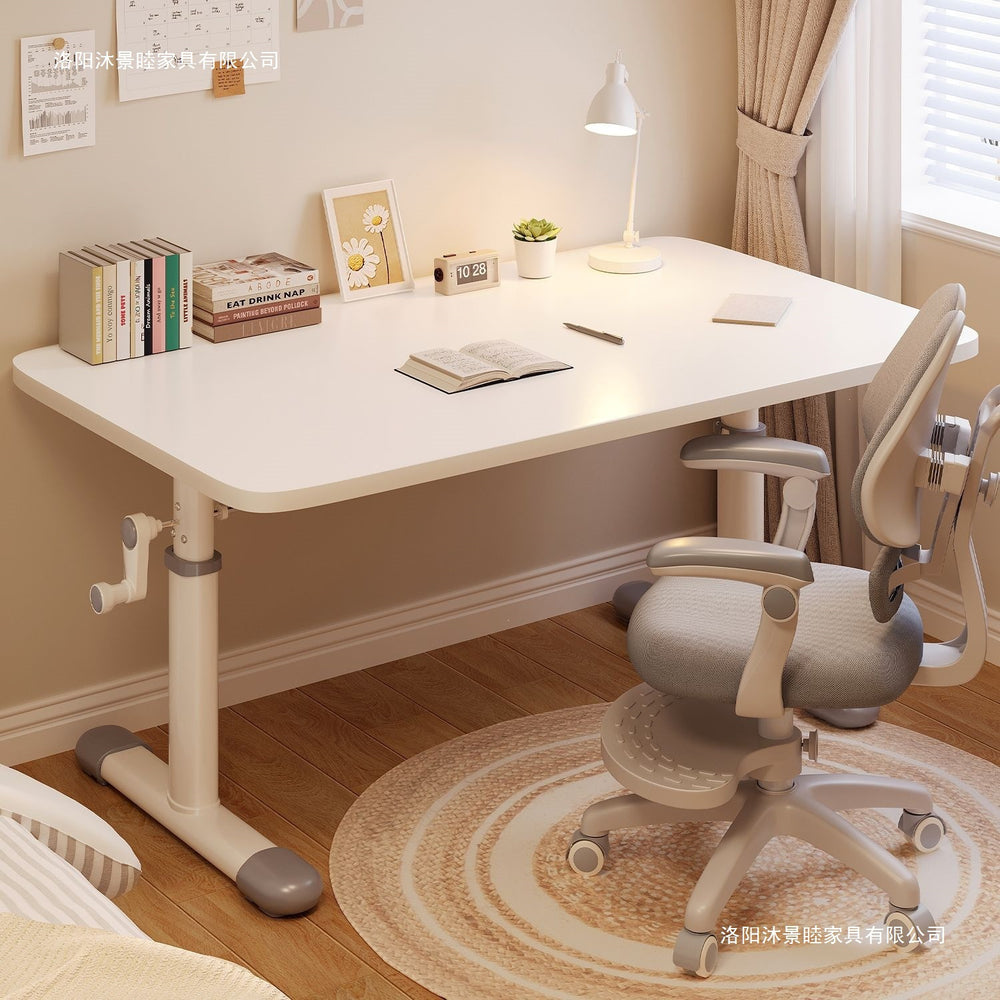 Hand-crank adjustable height desk - office, study, and adjustable height kids' desk and chair set - study room desk, computer desk