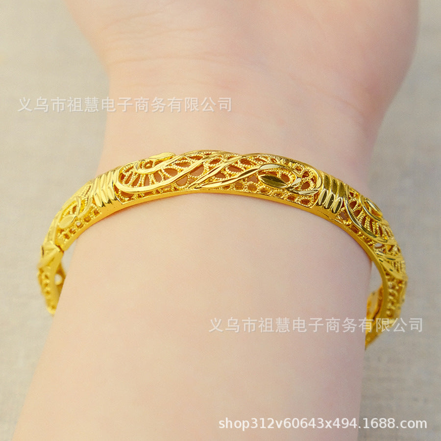 Middle eastern dubai gold women's bangle bridal wedding ethiopian bracelet african bangle arabian jewelry