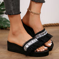 Platform thick solepopularlace rhinestone outwear sandals women's 2024 summer new style gentle fairy easiest for match flip flop