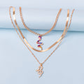 Double layer snake-shaped diamond necklace wholesale european and american cross-border pendant ins creative stylish punk thick chain clavicle chain for women