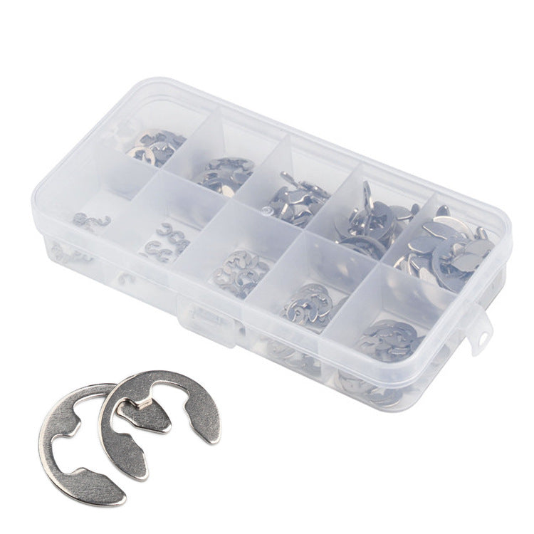 E-type open spring 120pcs boxed metal spring gasket 304 stainless steel shaft retaining ring meson