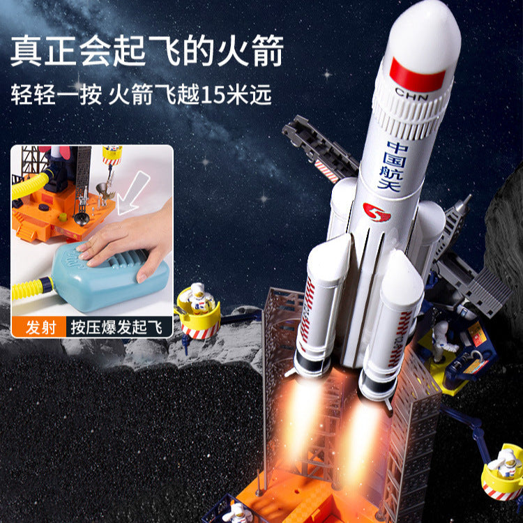 Kids rocket space shuttle toy long march 5 tiangong space station spaceship lunar rover assemble model