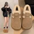 Thick sole birkenstock short snow boots for women fleece-linedheattechpopular slip-on autumn winter2025new arrival bean cotton shoes