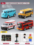 Bus 4-piece set + traffic lights + waterproof map + 2 building blocks