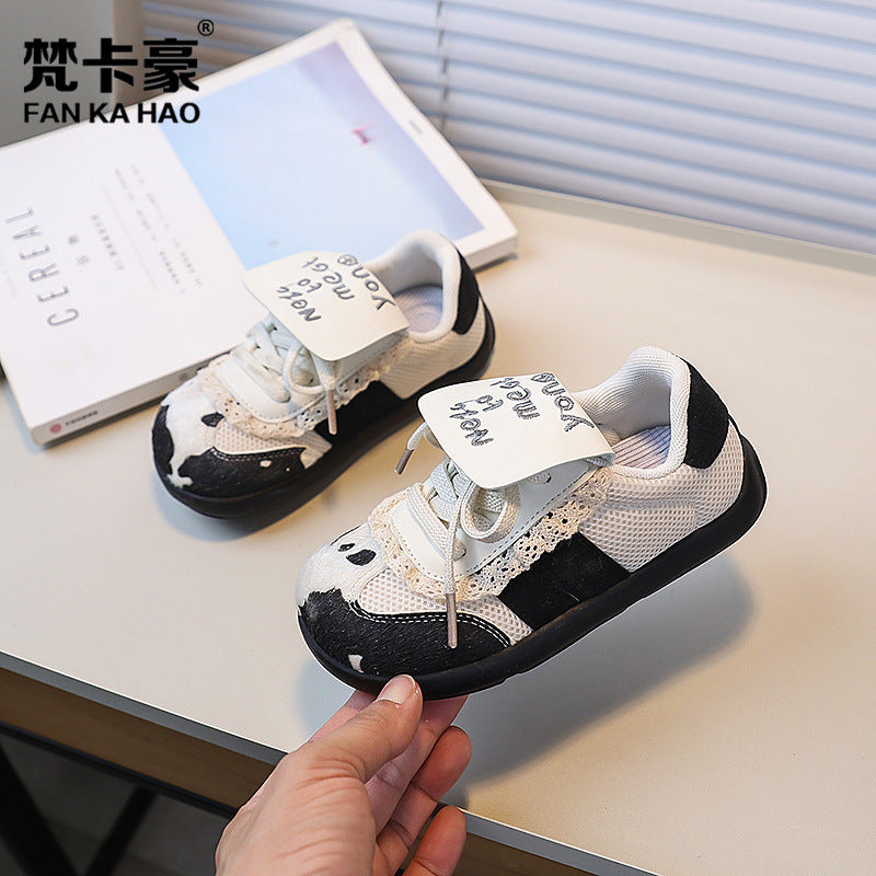 Vancahao niche style design kidsretro round toe flats german training shoes spring & fallnew arrivalkidscasual sneakers